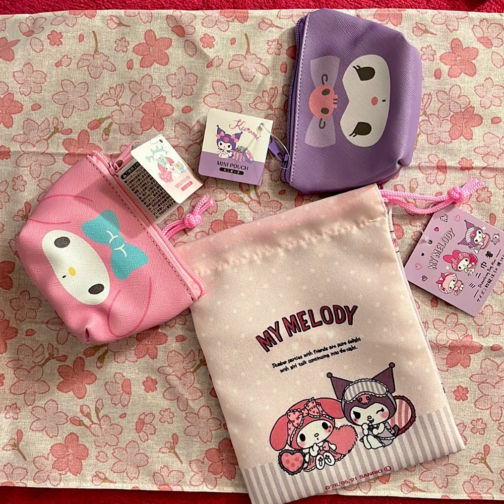 Sanrio | My Melody & Kuromi Bundle | Coin Bags & Drawstring Pouch